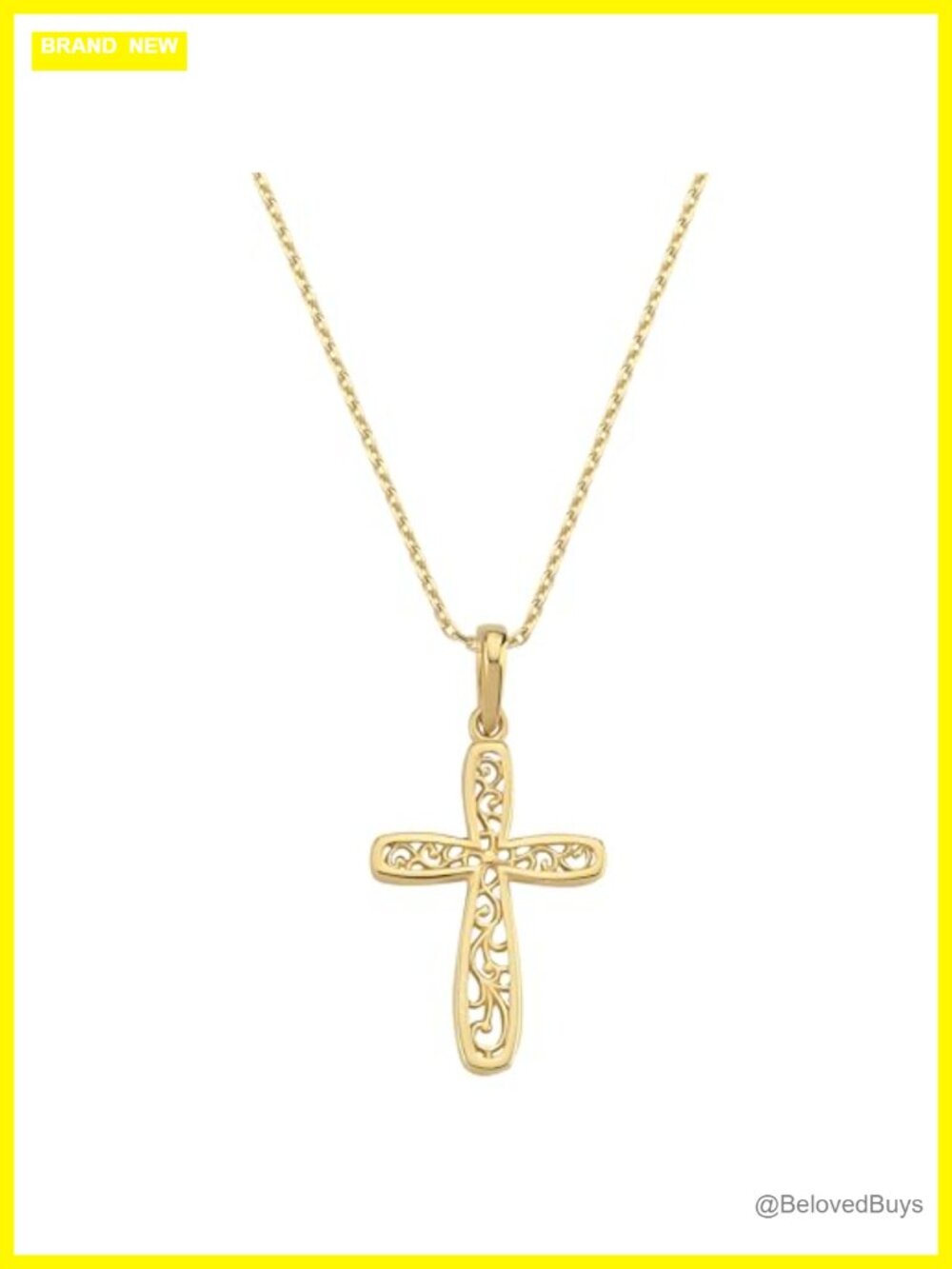 14K Gold Plated Cross Necklace Dainty Christian Pendant Adjustable Chain Gift